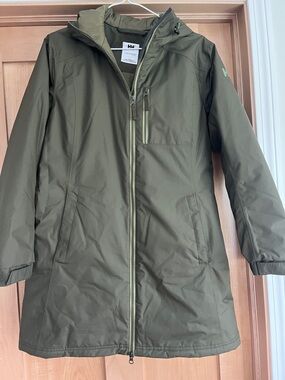 Helly Hansen Olive Hooded Women's Waterproof Puffer Coat